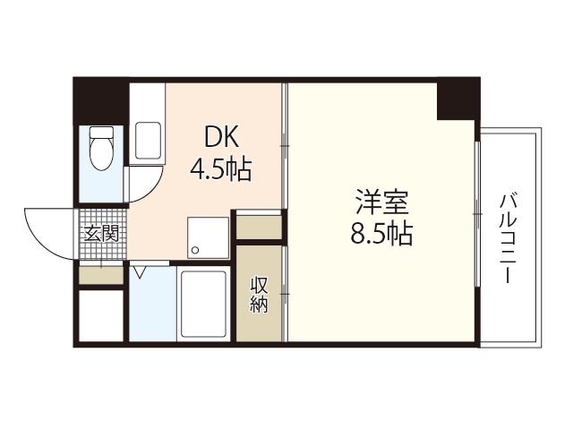 モーニングパーク(1DK/4階)の間取り写真