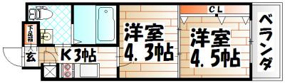 NO.63 オリエントキャピタルタワー(2K/17階)の間取り写真