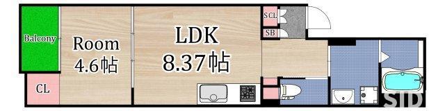 LUXE森小路(1LDK/2階)の間取り写真