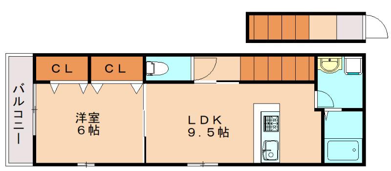 カリーネ愛宕(1LDK/2階)の間取り写真