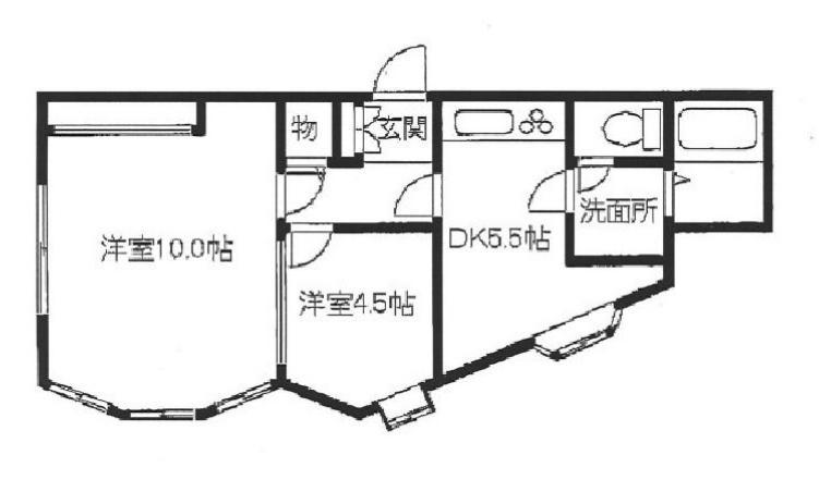 ホルム夙川(2DK/1階)の間取り写真