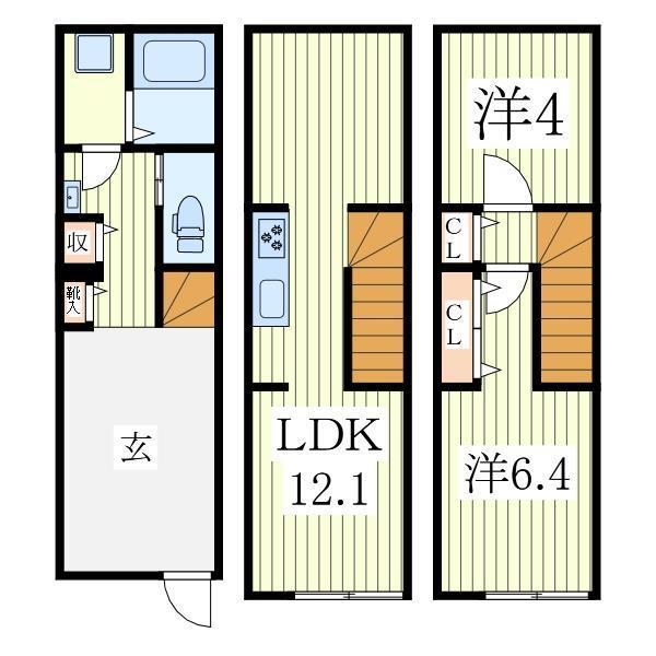 MOK-TERRACE流山セントラル(2LDK/1階)の間取り写真