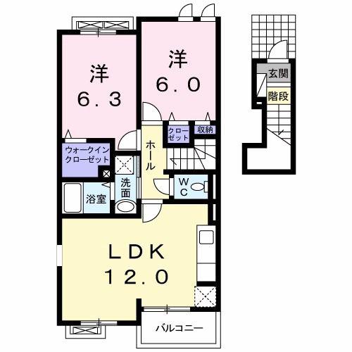エトワール(2LDK/2階)の間取り写真