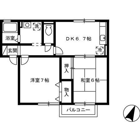 セジュール誉B(2DK/1階)の間取り写真