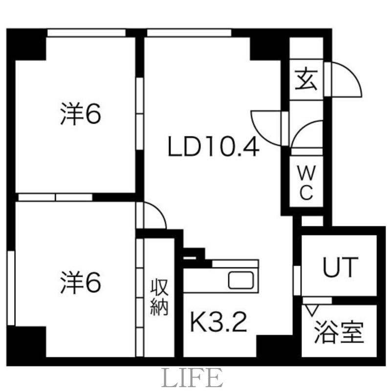 ミニヨン(2LDK/1階)の間取り写真