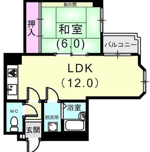 スリージェ甲子園口I(1LDK/3階)の間取り写真