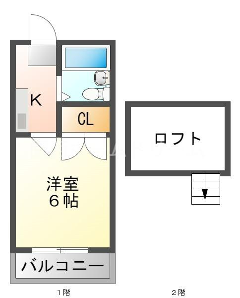 レオパレスシティー門真(1K/2階)の間取り写真