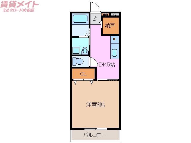 アイシンビレッヂ(1DK/1階)の間取り写真