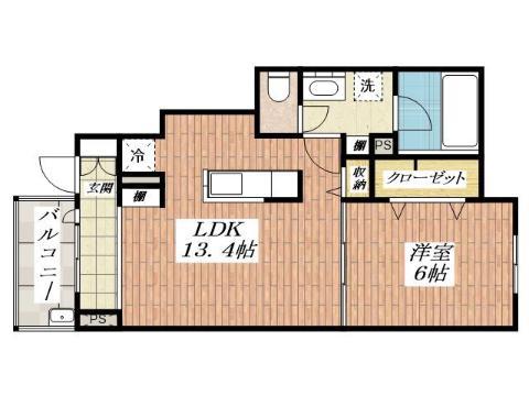エテルネルアンジュI・II(1LDK/1階)の間取り写真
