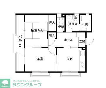 エステート南林間(2DK/2階)の間取り写真