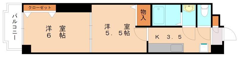 中津口センタービル(2K/9階)の間取り写真