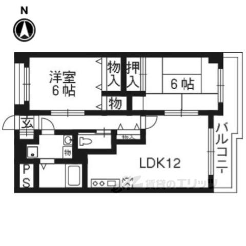 グランビア和(2LDK/2階)の間取り写真
