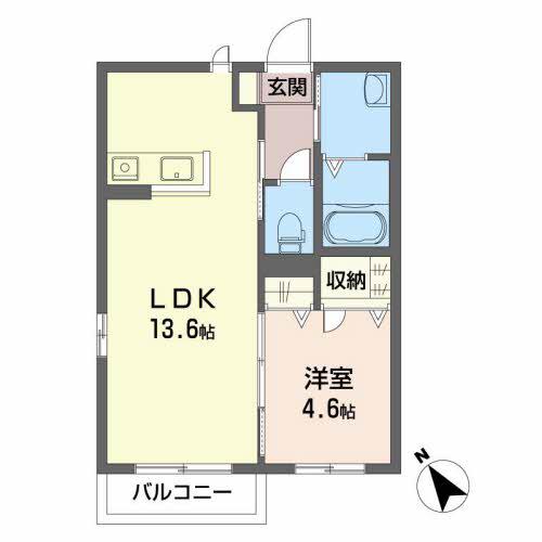 グランシャリオS(1LDK/2階)の間取り写真
