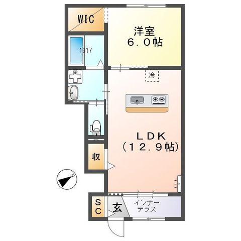 GREENHOUSE(1LDK/1階)の間取り写真