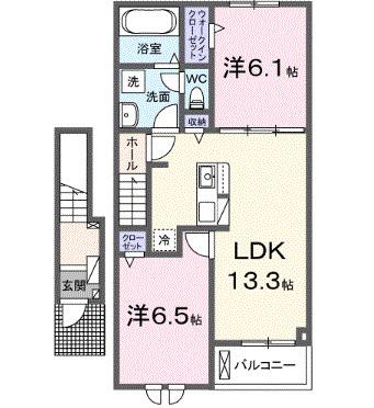 グランシャリオ1(2LDK/2階)の間取り写真