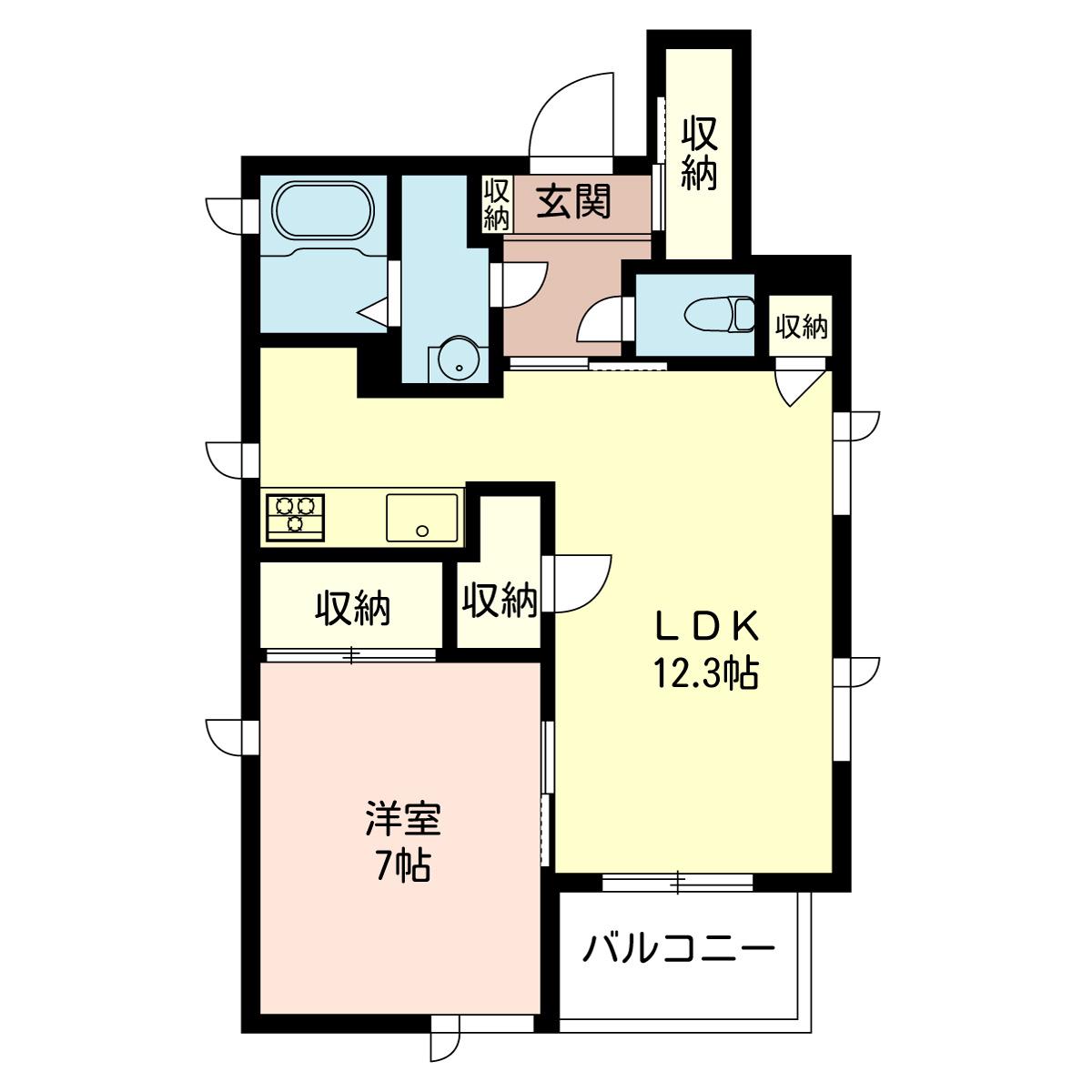 ルーナ星(1LDK/3階)の間取り写真