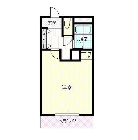 サンヒルズ美祢(ワンルーム/1階)の間取り写真