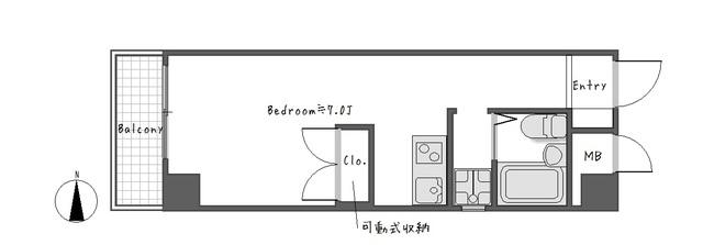 CROSS神楽坂(ワンルーム/4階)の間取り写真