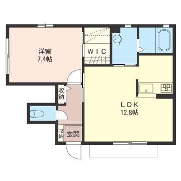 ソレイユB(1LDK/1階)の間取り写真