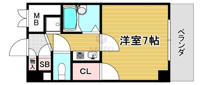 グレイス赤井(1K/4階)の間取り写真