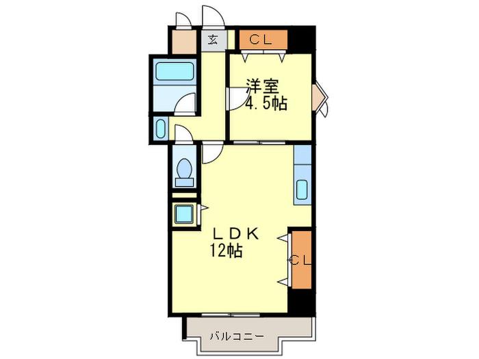 Kステーション大橋(1LDK/6階)の間取り写真