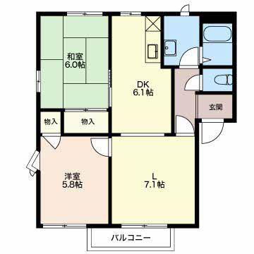 オレンジパーク野田 C(2LDK/2階)の間取り写真