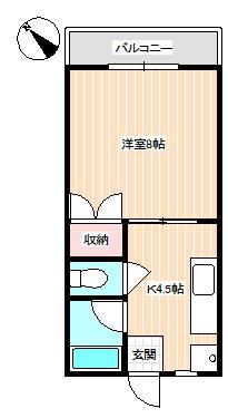Sビル(1DK/3階)の間取り写真