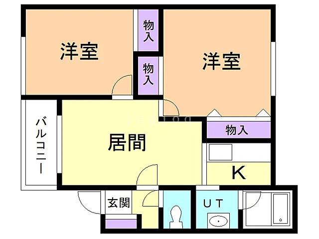 ピュアナガタ(2LDK/2階)の間取り写真