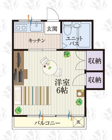 BCASA鴻巣REーBORN(1K/2階)の間取り写真