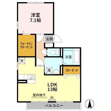 グレイスSD(1LDK/2階)の間取り写真