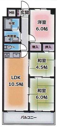 エクセル東加古川壱番館(3LDK/5階)の間取り写真