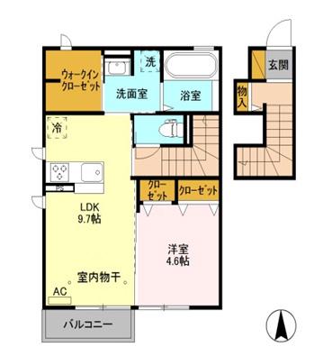 リヴァージュ(1LDK/2階)の間取り写真