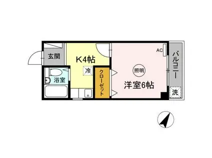 フジミハイツ(1K/2階)の間取り写真