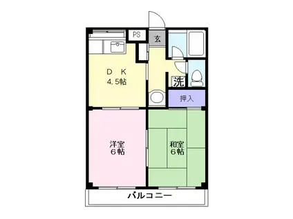 八柱マンション(2DK/1階)の間取り写真