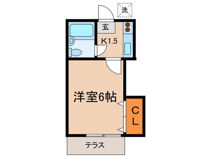 デュエット調布(1K/1階)の間取り写真