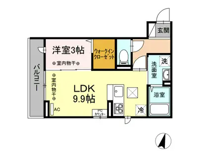 コートテラ 303(1LDK/3階)の間取り写真