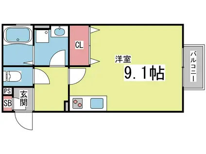 ホーミー六甲(1K/2階)の間取り写真