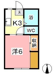 宮原マンション福井(1K/1階)の間取り写真