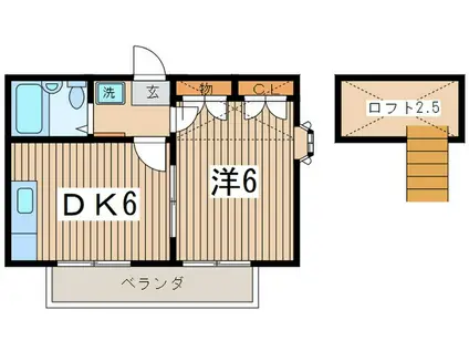 パレス平塚(1DK/2階)の間取り写真