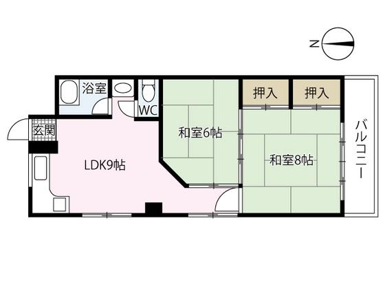 下脇ビル(2LDK/4階)の間取り写真