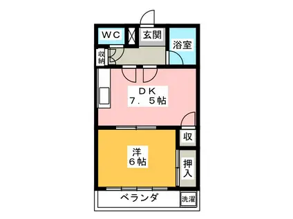 マンション鳥信(1DK/3階)の間取り写真