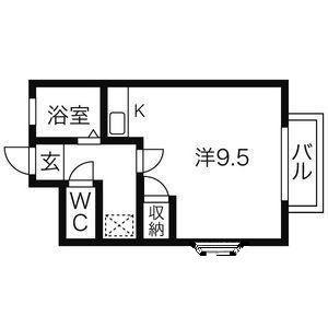 メゾン・エスポワールC(ワンルーム/2階)の間取り写真