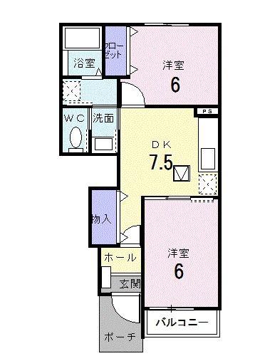 サンモールB(2DK/1階)の間取り写真