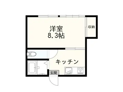 オーモトマンション(1K/3階)の間取り写真