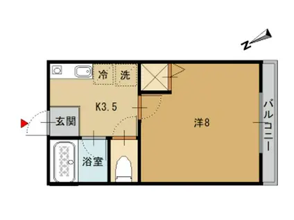 エステート富士III(1K/1階)の間取り写真
