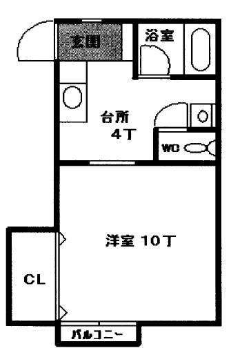 コーポ弘高下(1K/2階)の間取り写真