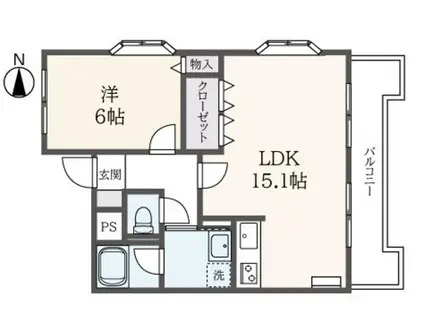エミール町田 C棟(1LDK/2階)の間取り写真