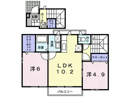 アブニ-ルSADAOKAII(2LDK/2階)の間取り写真