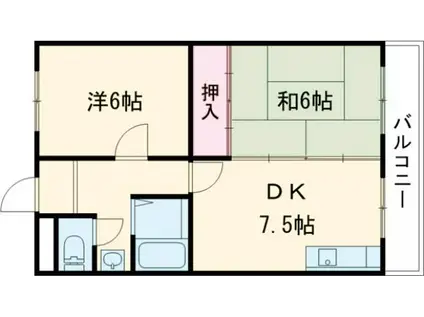 ローズマンション(2DK/4階)の間取り写真