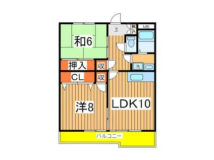 コーポラスMASUDA A棟(2LDK/2階)の間取り写真